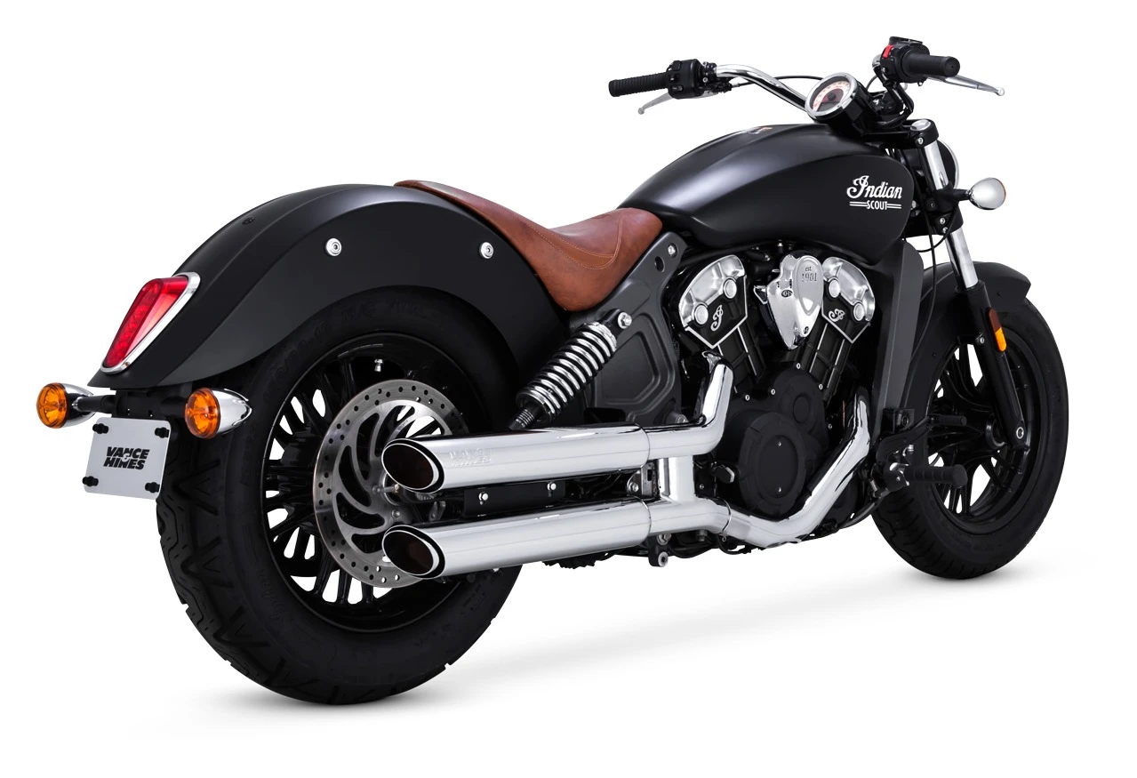 Vance & Hines PCX 3" Round Twin Slash Slip-On Mufflers For Indian Scout 2015-2023 - Image 6